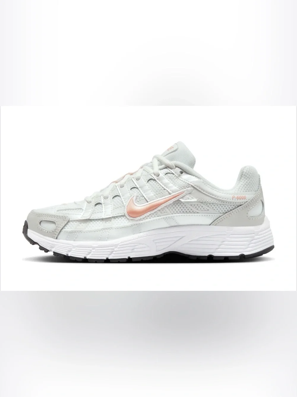 Nike Kids White Mesh Sneakers with Coral Swoosh